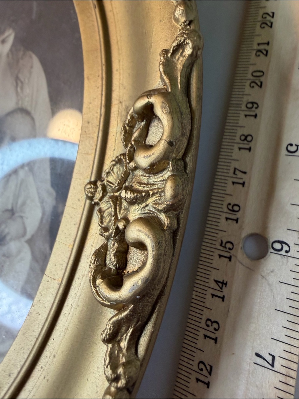 Gold Ornate Oval Picture Frame Beaded Gesso Victorian Edwardian Antique - Picture 6 of 15